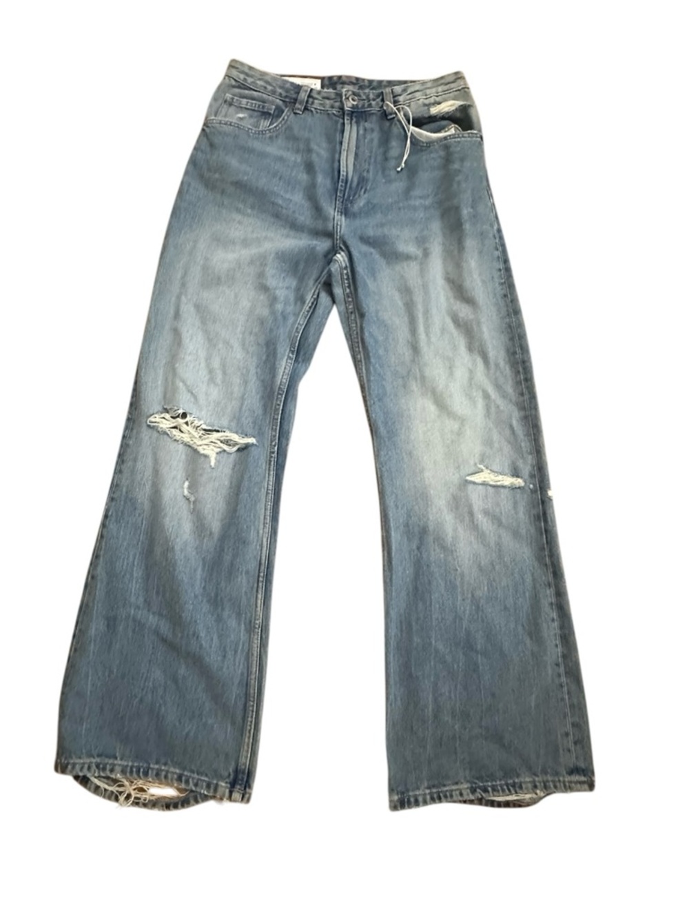Zara The Boyfriend Ripped Mid-Rise Distressed Relaxed Jeans Sz 6 Waist 15 inches - Picture 3 of 16